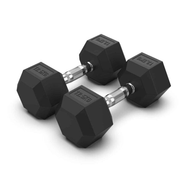 Rubber Hex Dumbbells 12.5kg (PAIR)
