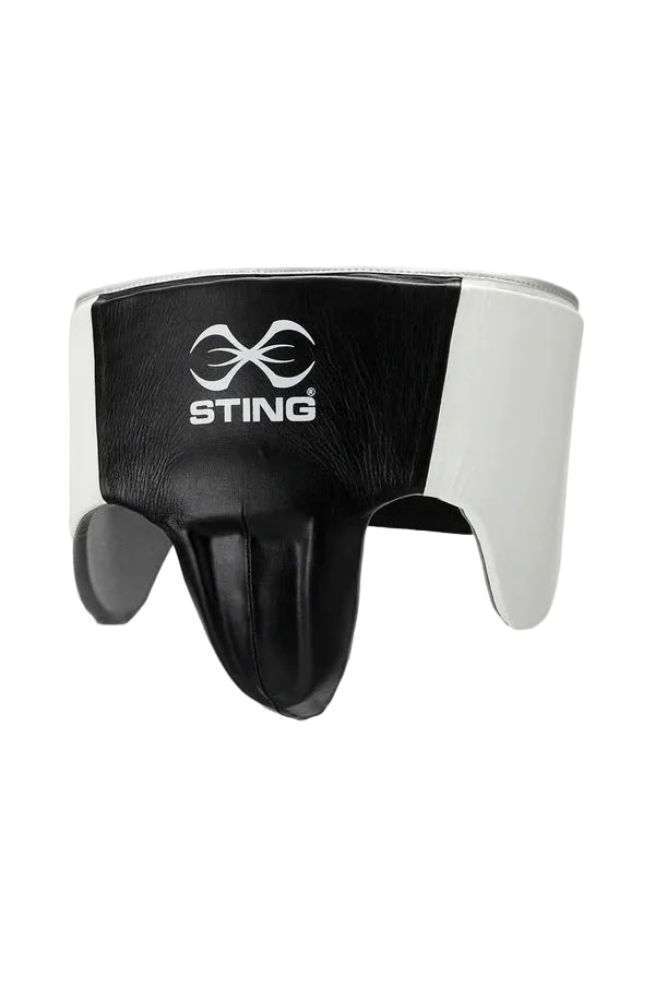 Sting Pro Leather Abdominal Guard (Black/White/Silver)