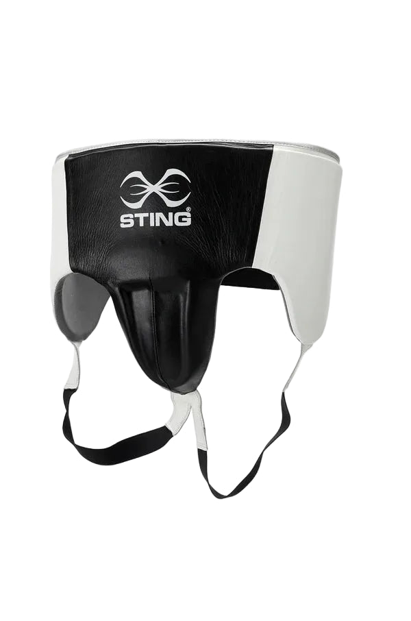Sting Pro Leather Abdominal Guard (Black/White/Silver)