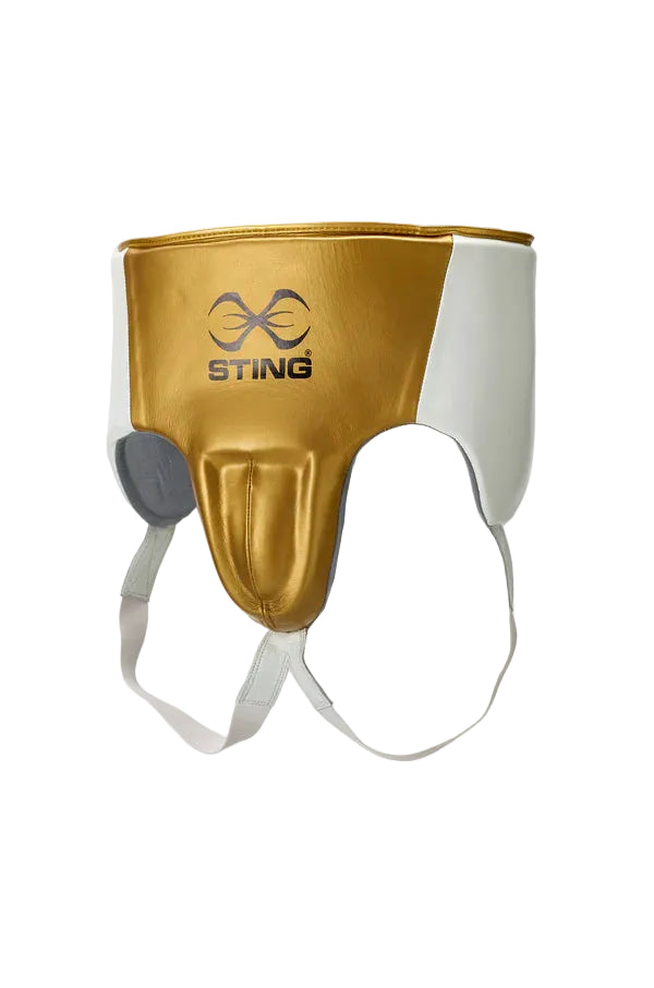 Sting Pro Leather Abdominal Guard (Gold/White)