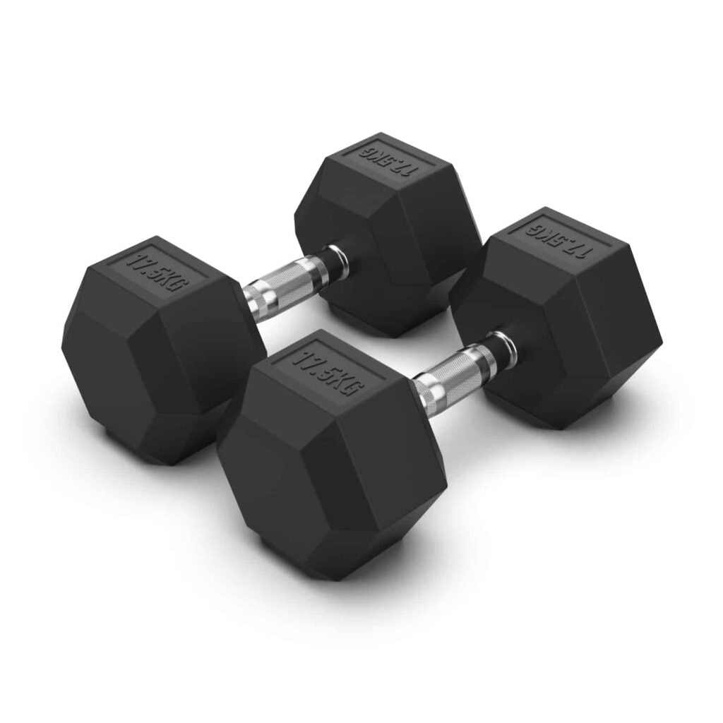Rubber Hex Dumbbells 17.5kg (PAIR)