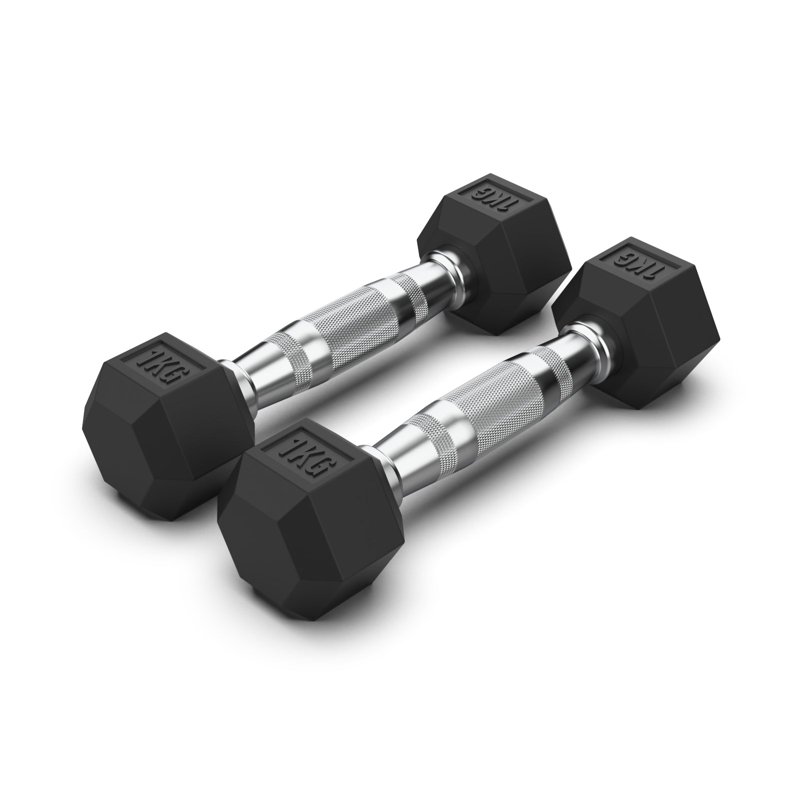 Rubber Hex Dumbbells 1kg (PAIR)