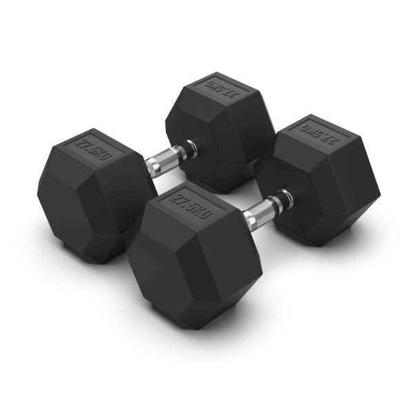 Rubber Hex Dumbbells 27.5kg (PAIR)