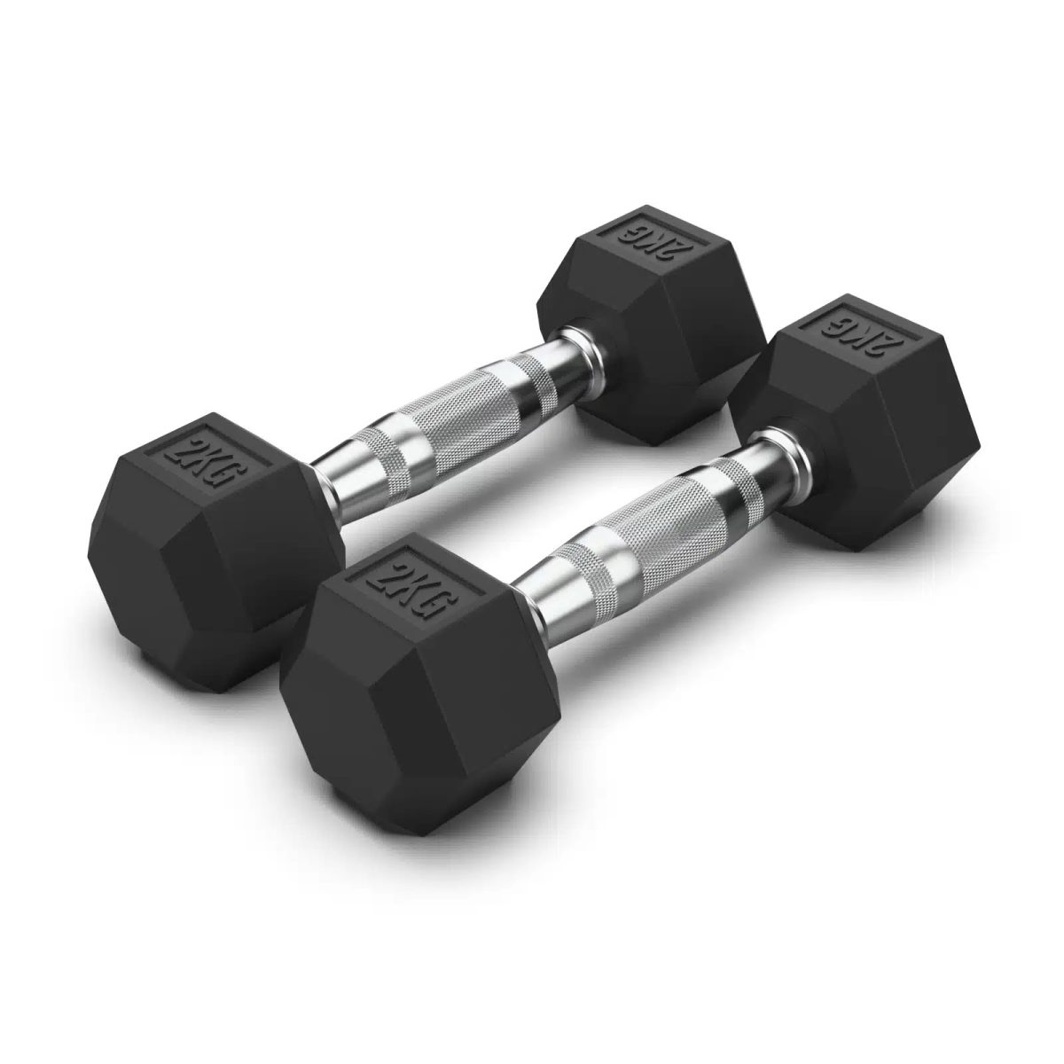 Rubber Hex Dumbbells 2kg (PAIR)