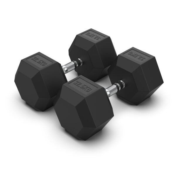 Rubber Hex Dumbbells 32.5kg (PAIR)