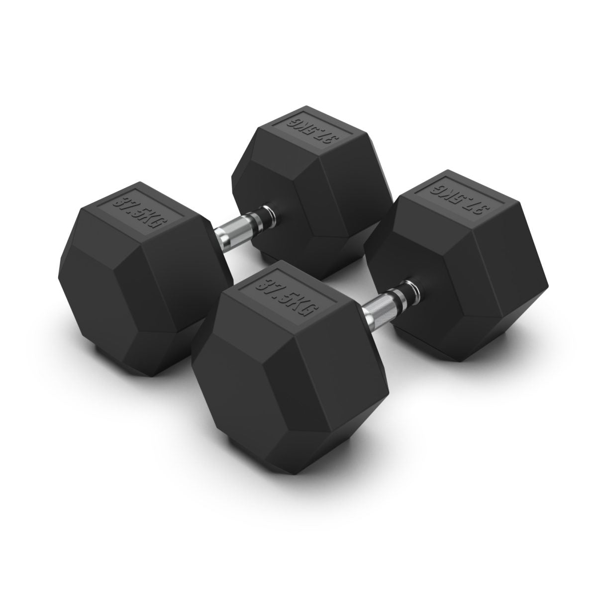 Rubber Hex Dumbbells 37.5kg (PAIR)