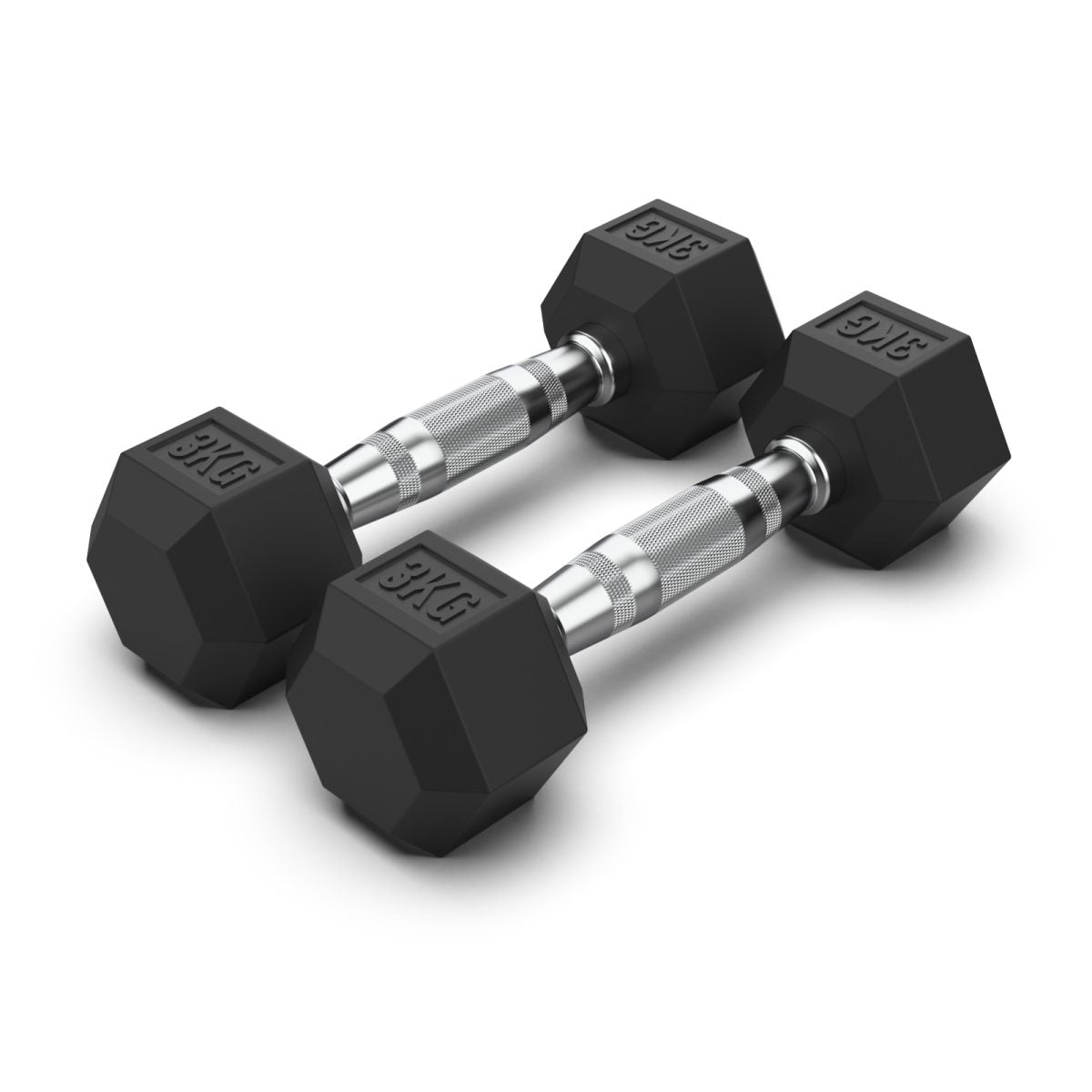 Rubber Hex Dumbbells 3kg (PAIR)