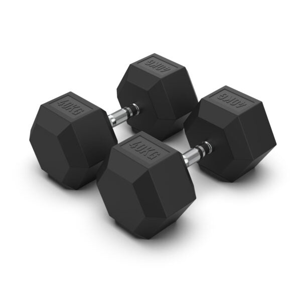 Rubber Hex Dumbbells 40kg (PAIR)