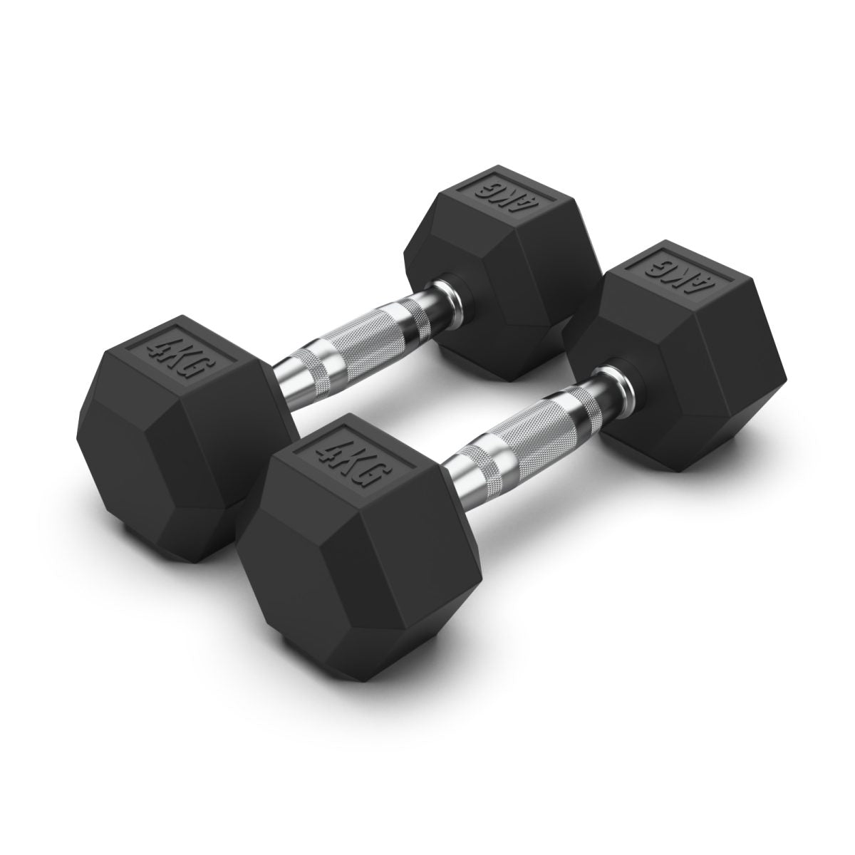 Rubber Hex Dumbbells 4kg (PAIR)