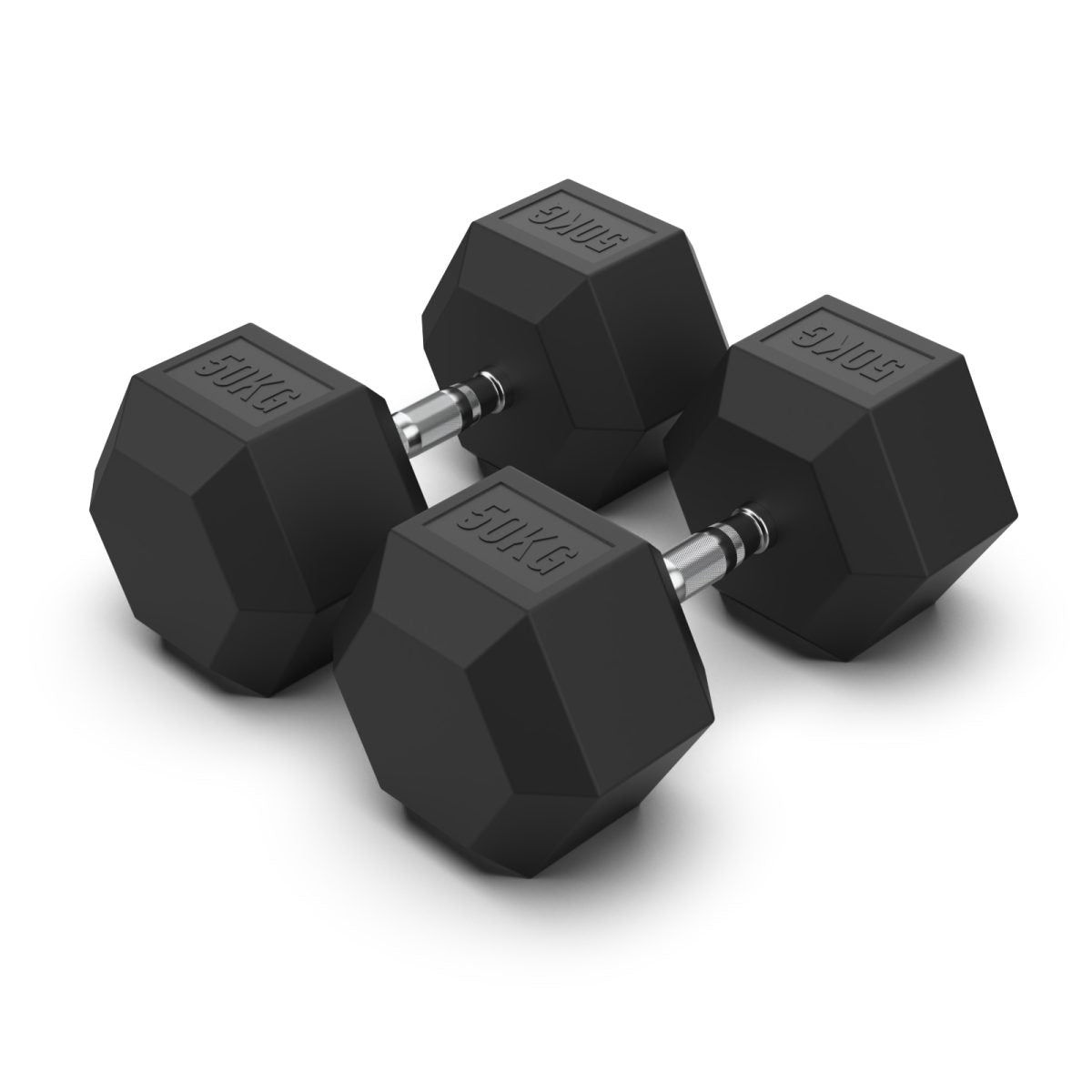 Rubber Hex Dumbbells 50kg (PAIR)