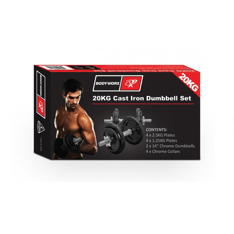 Bodyworx 7SET20BW Dumbbell Kit in Colour Carton (20KG)