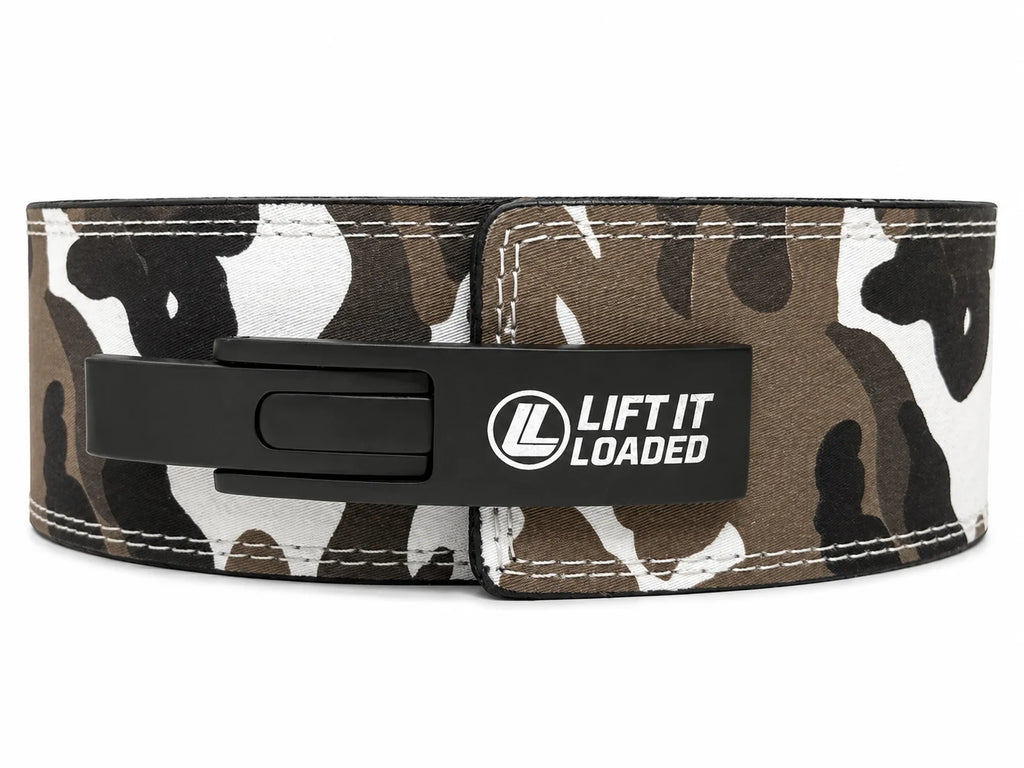 Lift It Loaded 10mm Leather Lever Weightlifting Belt - Camo / Black Lever