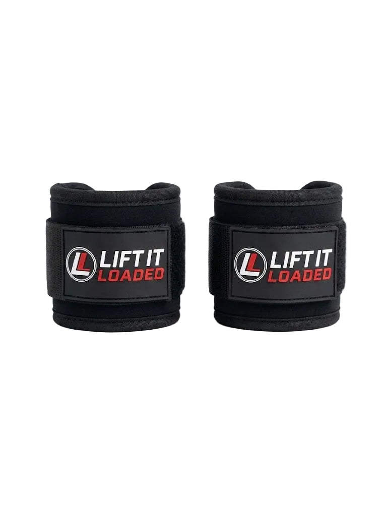 Lift it Loaded® Padded Neoprene Ankle Straps with Velcro Lock and Hoop (Black)