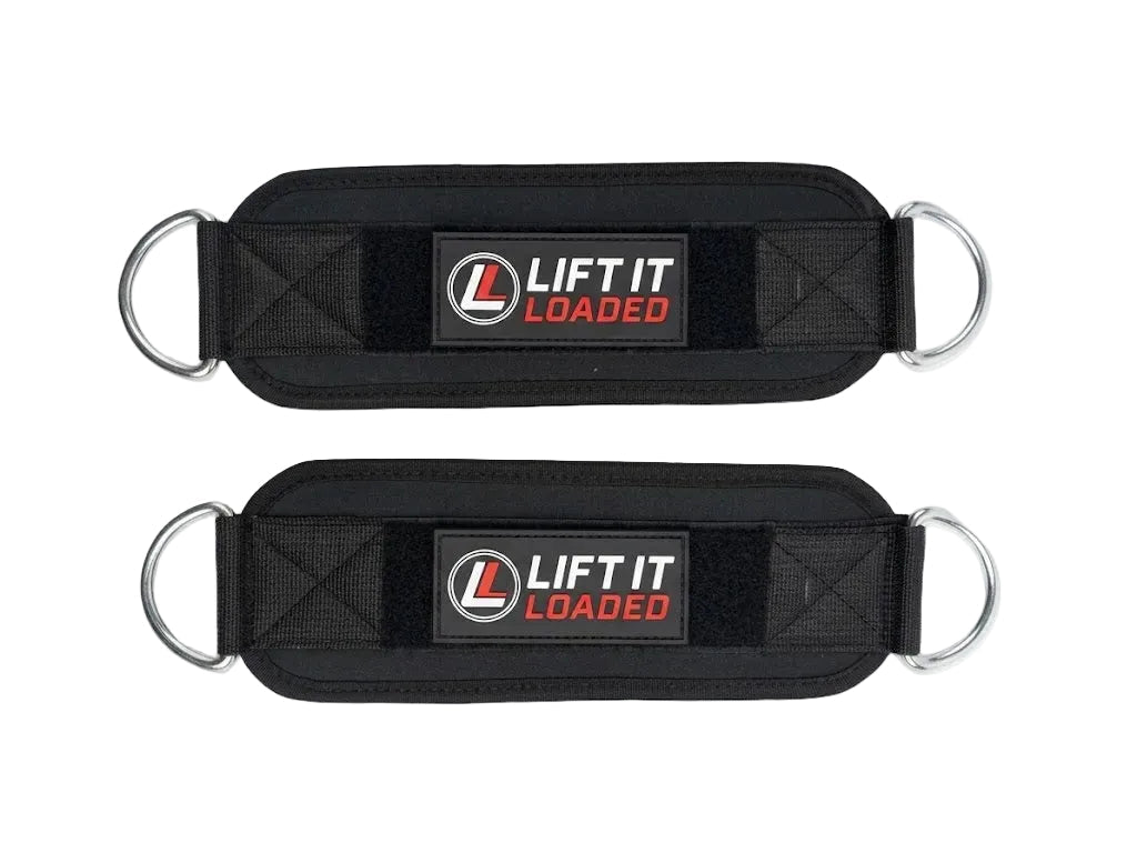 Lift it Loaded® Padded Neoprene Ankle Straps with Velcro Lock and Hoop (Black)