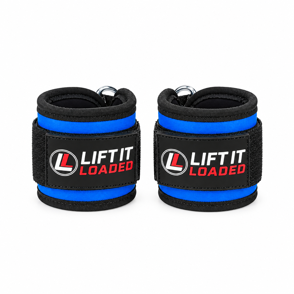 Lift it Loaded® Padded Neoprene Ankle Straps with Velcro Lock and Hoop (Blue)