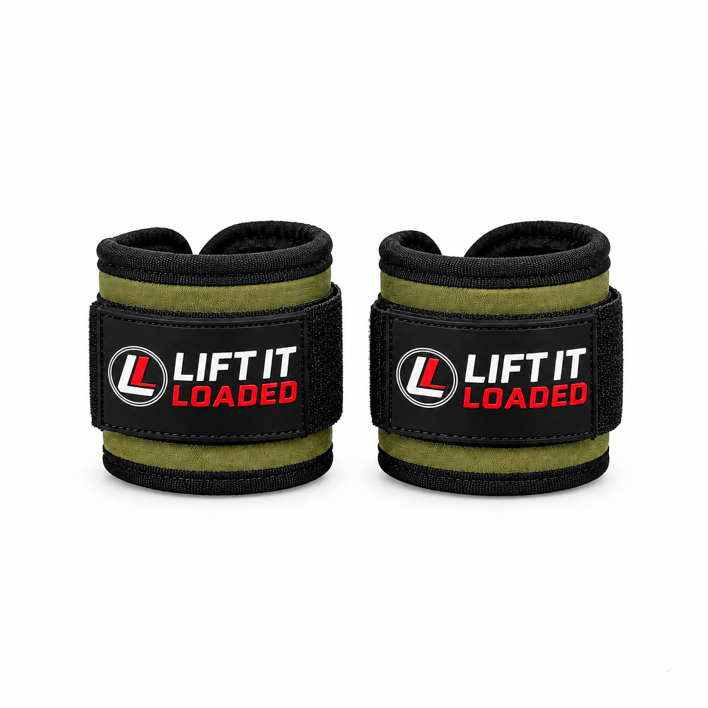 Lift it Loaded® Padded Neoprene Ankle Straps with Velcro Lock and Hoop (Green)