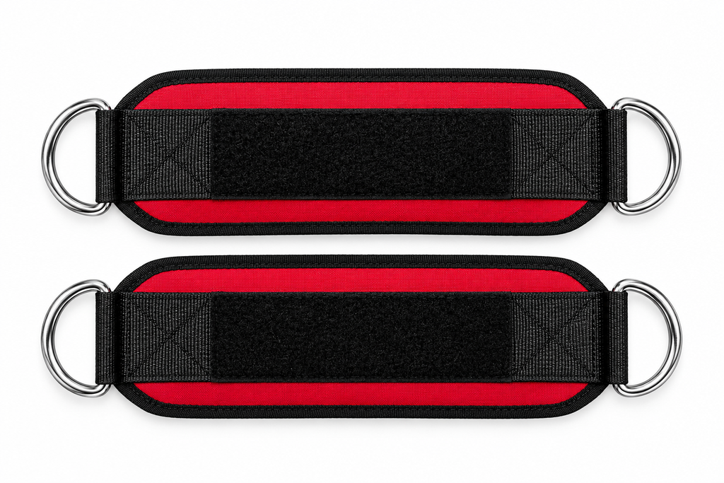 Lift it Loaded® Padded Neoprene Ankle Straps with Velcro Lock and Hoop (Red)