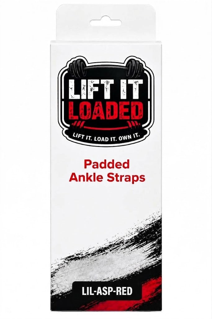 Lift it Loaded® Padded Neoprene Ankle Straps with Velcro Lock and Hoop (Red)