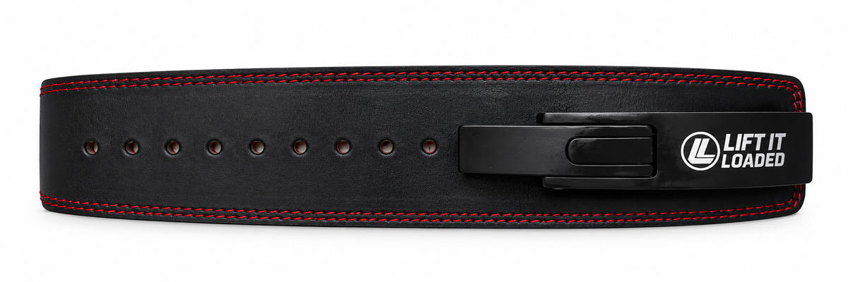 Lift it Loaded® Premium Leather Lever Lifting Belt - 10mm (Black Buckle / Embroidered Logo)