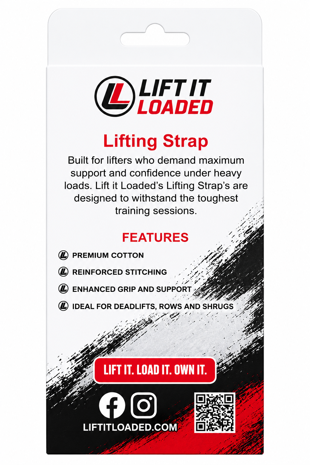 Lift it Loaded® Lifting Strap Cotton (Black with Red Stripe)