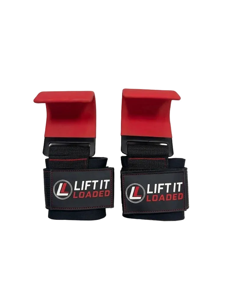 Lift it Loaded® Power Lifting Hook with Neoprene Padded Velcro Strap (Red)