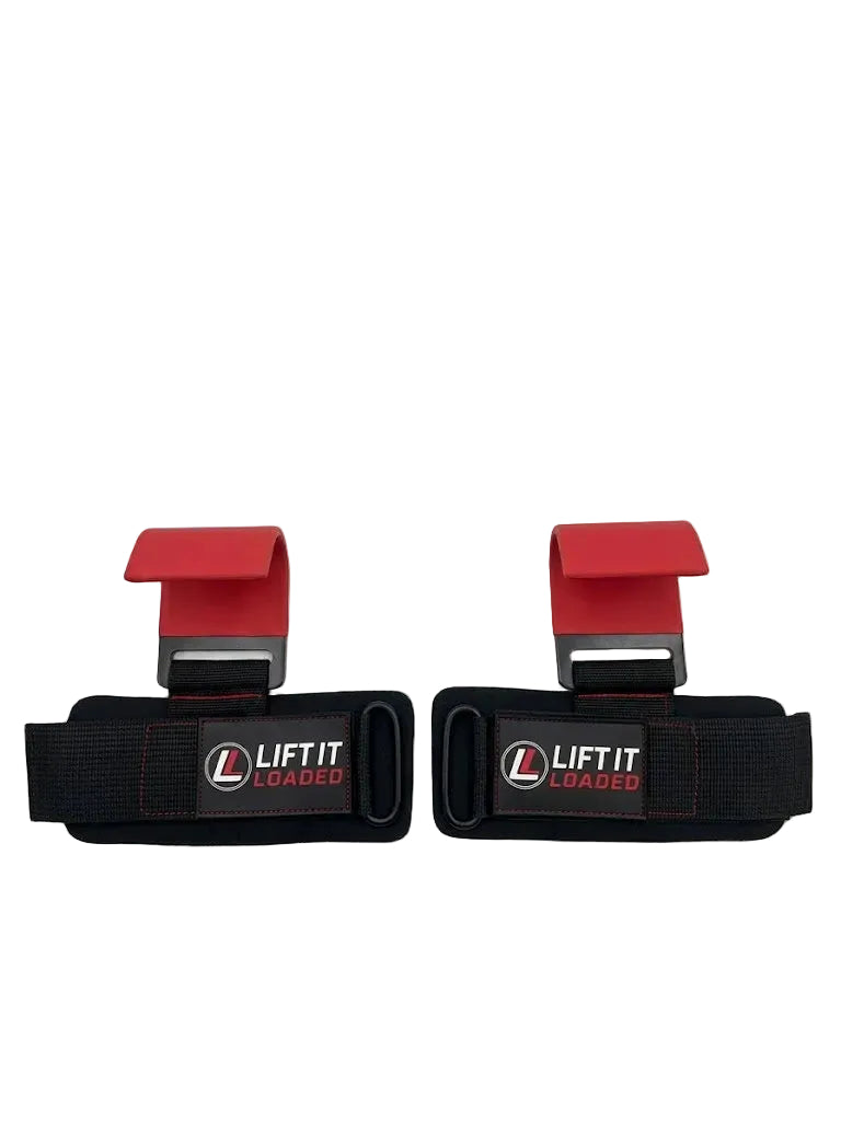 Lift it Loaded® Power Lifting Hook with Neoprene Padded Velcro Strap (Red)