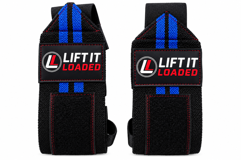 Lift it Loaded® Wrist Wrap with Velcro Lock - 18“ (Black / Blue Stripe)