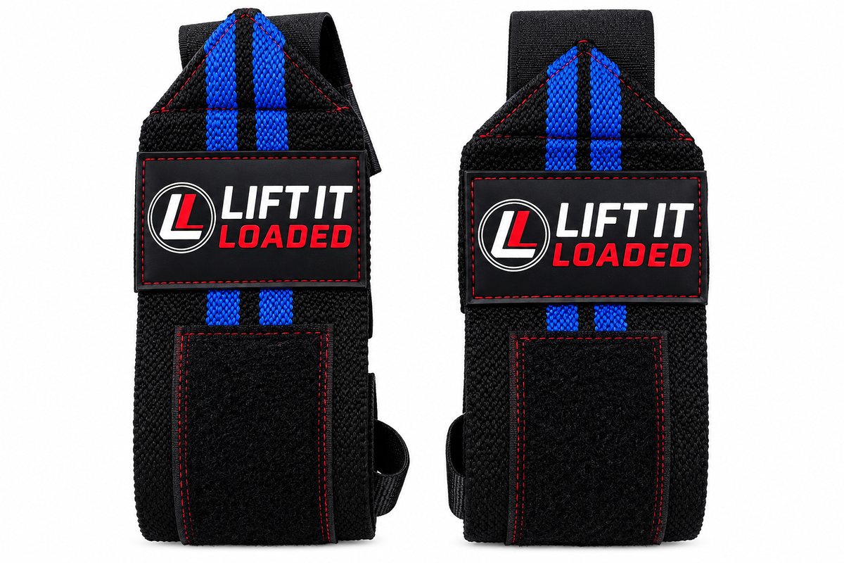 Lift it Loaded® Wrist Wrap with Velcro Lock - 18“ (Black / Blue Stripe)