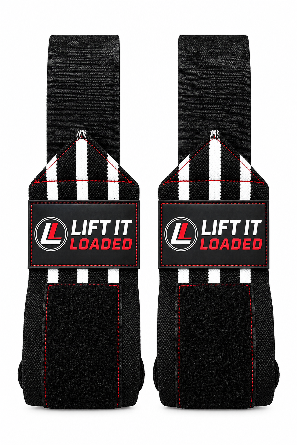 Lift it Loaded® Wrist Wrap with Velcro Lock - 18“ (Black / White Stripe)