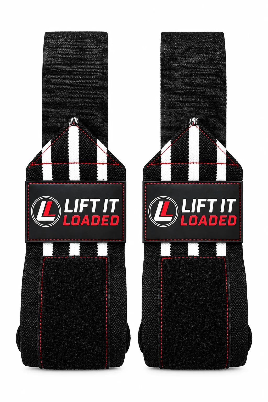 Lift it Loaded® Wrist Wrap with Velcro Lock - 18“ (Black / White Stripe)