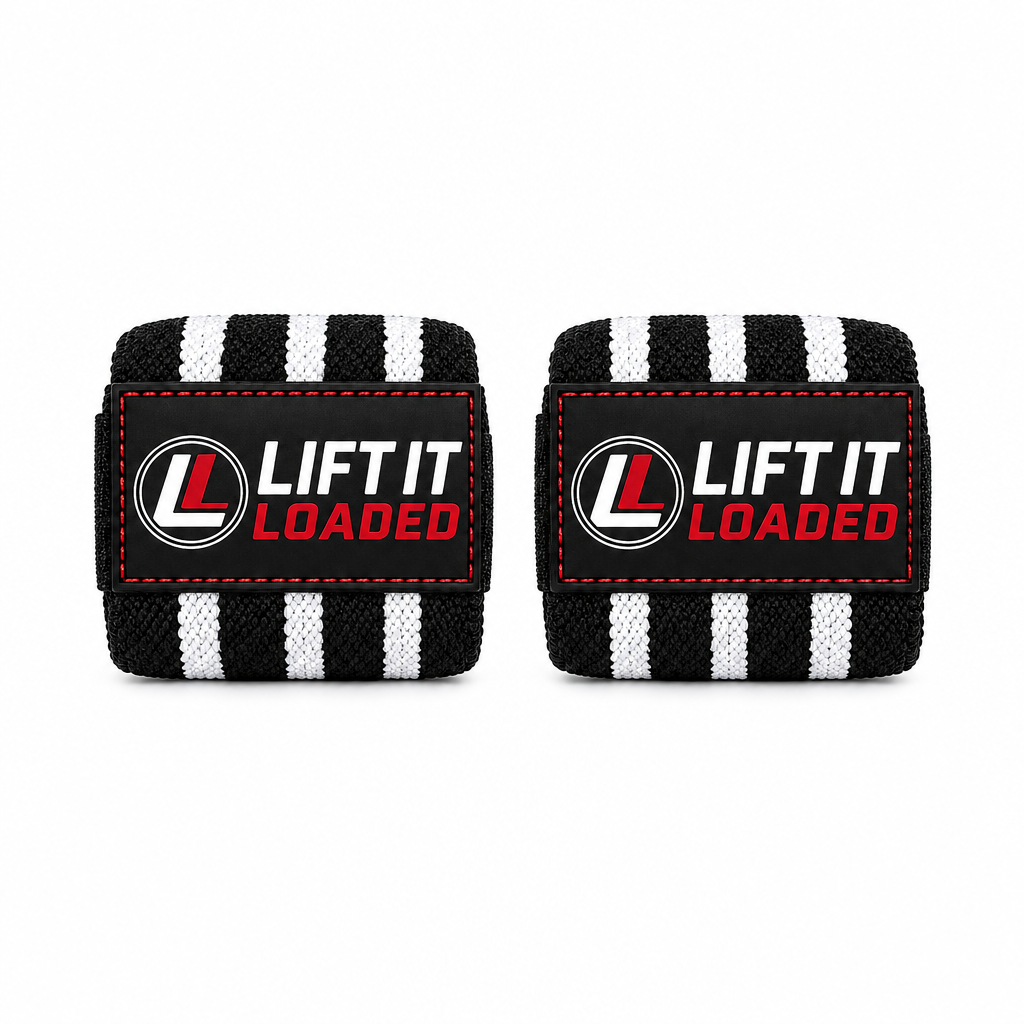 Lift it Loaded® Wrist Wrap with Velcro Lock - 18“ (Black / White Stripe)