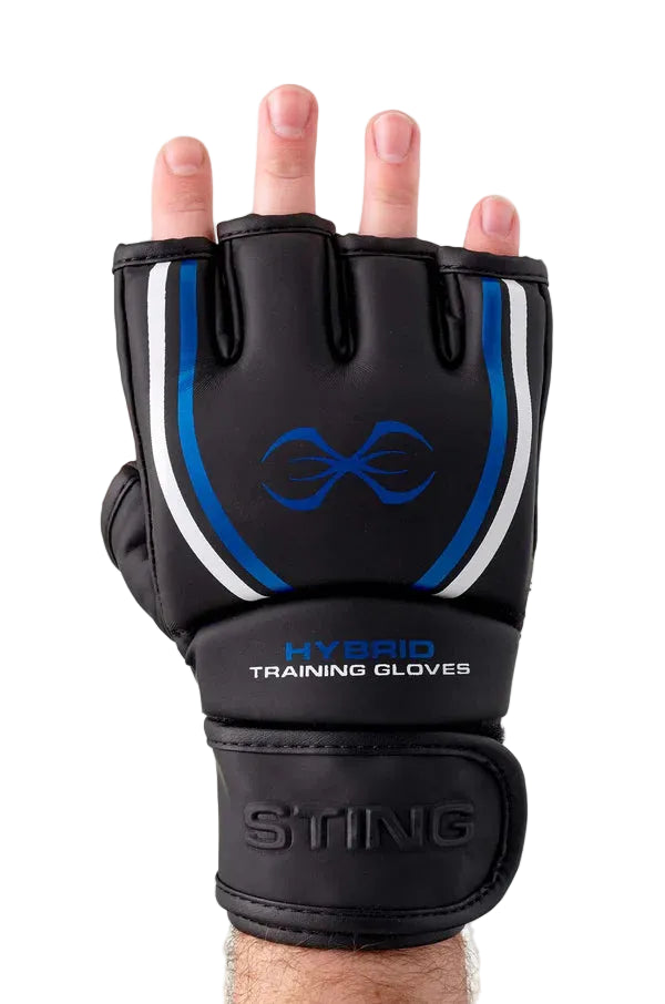 Sting MMA Training Gel Hybrid Gloves (Black/Blue)