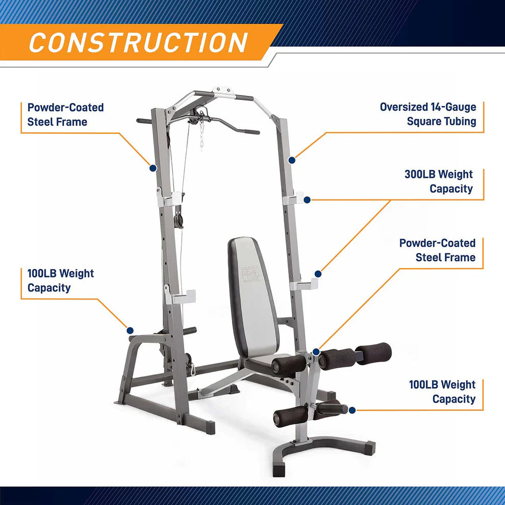 Marcy Pro Deluxe Cage System with Weight Lifting Bench