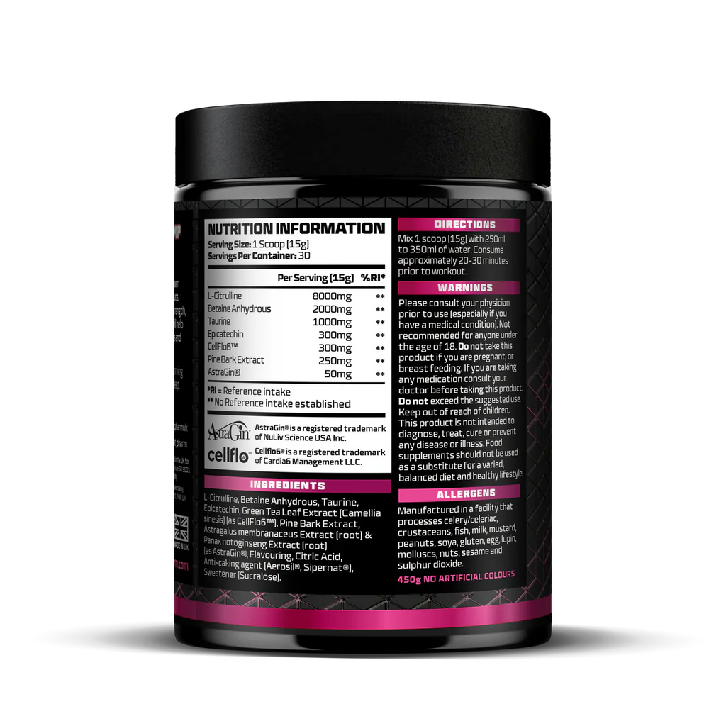 PUMP Stimulant Free Pre-Workout - 30 Servings - Lemon Sherbet