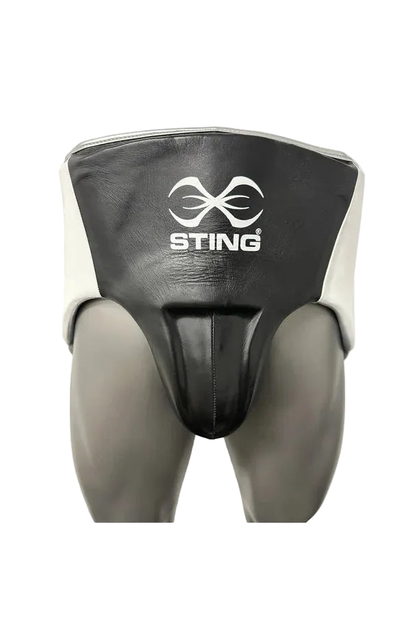 Sting Pro Leather Abdominal Guard (Black/White/Silver)