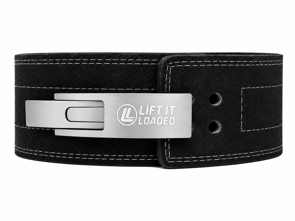 Lift It Loaded 10mm Leather Lever Weightlifting Belt - Black / Stainless Steel Lever