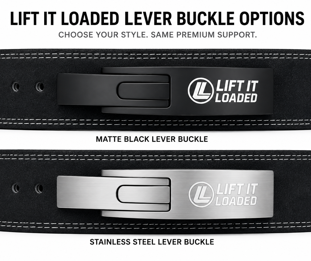 Lift It Loaded 10mm Leather Lever Weightlifting Belt - Black / Black Lever