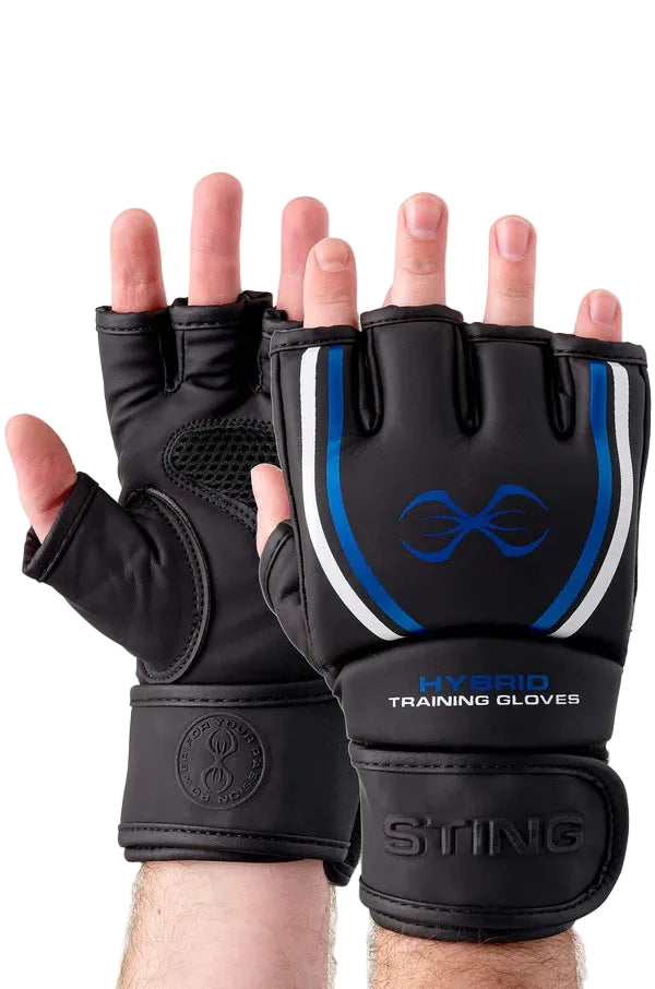 Sting MMA Training Gel Hybrid Gloves (Black/Blue)