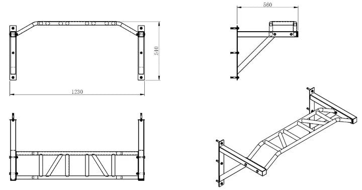 Wall Mounted Multi-Grip Pull Up Bar